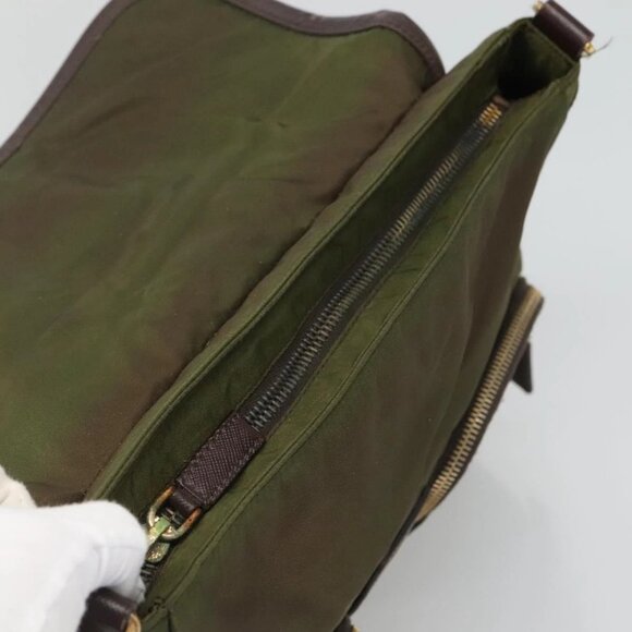 PRADA Shoulder Bag Nylon Khaki Gold Auth 120599 - Picture 8 of 16